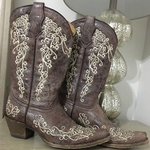 Corral Kids' Embroidered Square Toe Western Boots